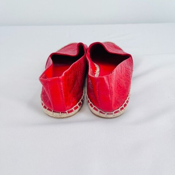 Tory Burch T-monogram Espadrille Flat Size 11  In Red Leather - Picture 6 of 11